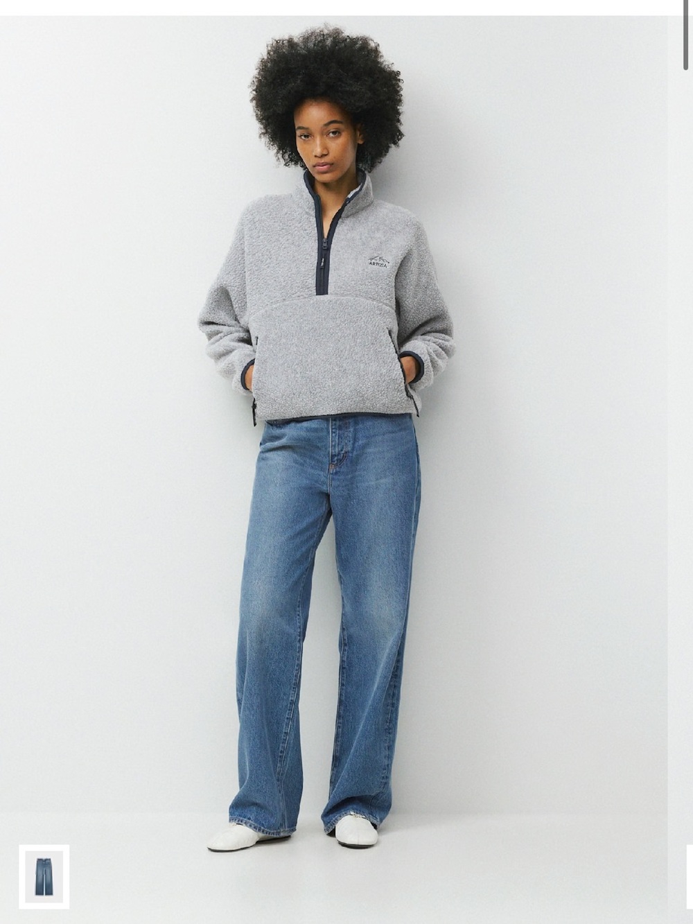 TNA women’s grey Sherpa Quarter-Zip Pullover - Picture 3 of 4